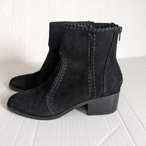 Chelsea & Violet Black Suede Embroidered Ankle Boots Size 9